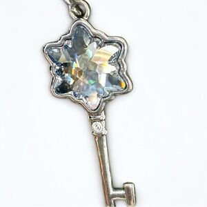 Crystal Star Key Pendant Charm Silver Tone Necklace Accessory